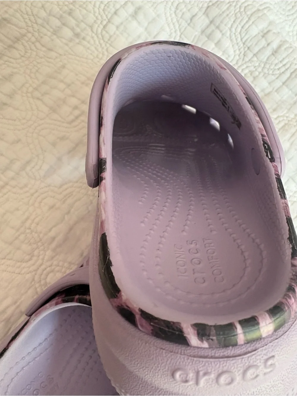 CROCS Kids Lavender and Black Leopard Print Clogs